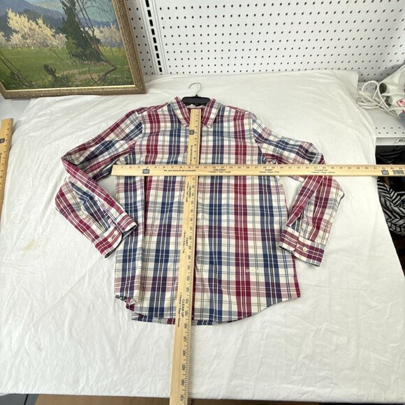 Orvis Wrinkle Free Plaid Button Down Shirt Men's Large Red Blue Check Western - Picture 9 of 10